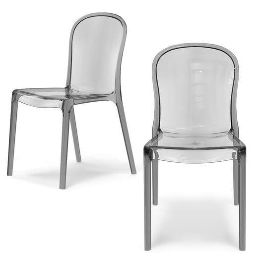 Set 2 sedie trasparenti in metacrilato EVA, impilabile, design moderno, ideale per sala da pranzo, soggiorno, cucina, sala d’attesa, bar, ristoranti colore Trasparente Fumè