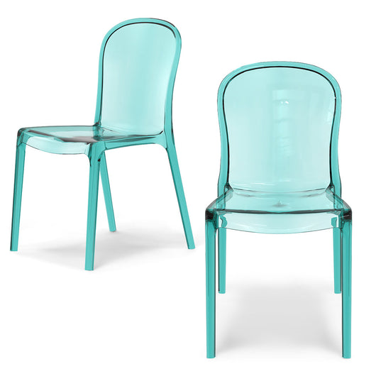 Set 2 sedie trasparenti in metacrilato EVA, impilabile, design moderno, ideale per sala da pranzo, soggiorno, cucina, sala d’attesa, bar, ristoranti colore Trasparente Petrolio