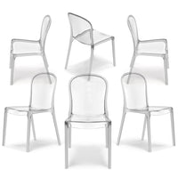 Set 6 sedie trasparenti in metacrilato EVA, impilabile, design moderno, ideale per sala da pranzo, soggiorno, cucina, sala d’attesa, bar, ristoranti