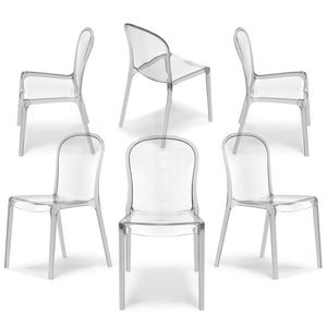 Set 6 sedie trasparenti in metacrilato EVA, impilabile, design moderno, ideale per sala da pranzo, soggiorno, cucina, sala d’attesa, bar, ristoranti
