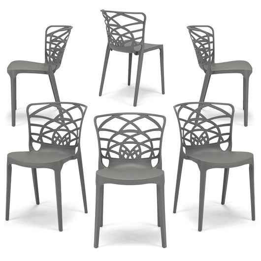 Set 6 sedie in polipropilene ARMONIA, impilabile, resistente ai raggi UV, design moderno, ideale per sala da pranzo, cucina, sala d’attesa, bar, ristoranti o giardino, colore Cemento