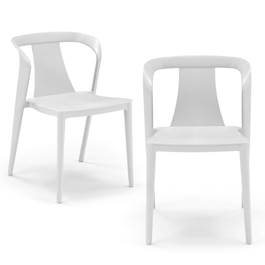 Set 2 sedie in polipropilene modello ALBA, impilabile, idrorepellente, resistente ai raggi UV, design moderno ideale per sala da pranzo, cucina, sala d’attesa, bar, ristoranti, giardino, colore Bianco