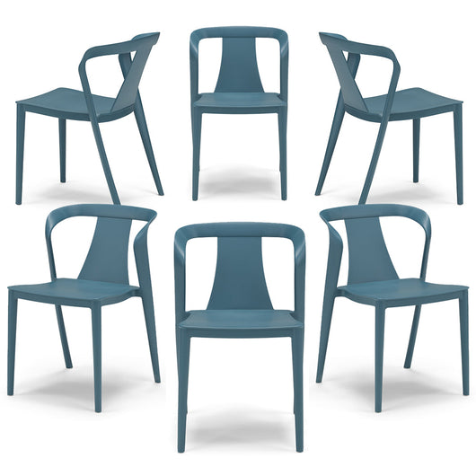 Set 6 sedie in polipropilene modello ALBA, impilabile, idrorepellente, resistente ai raggi UV, design moderno ideale per sala da pranzo, cucina, sala d’attesa, bar, ristoranti, giardino, colore Petrolio