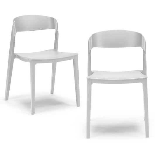 Set 2 Sedie in polipropilene PAOLA, impilabile, idrorepellente, resistenza raggi UV, design moderno, ideale per sala da pranzo, cucina, sala d’attesa, bar, ristoranti, giardino, colore Bianco