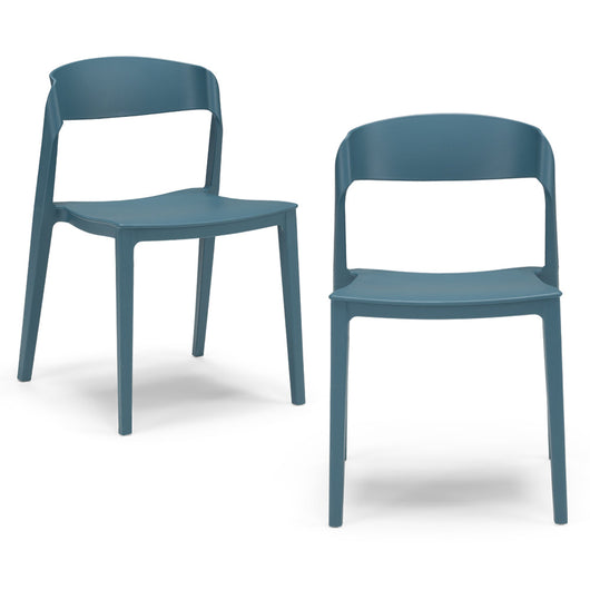 Set 2 Sedie in polipropilene PAOLA, impilabile, idrorepellente, resistenza raggi UV, design moderno, ideale per sala da pranzo, cucina, sala d’attesa, bar, ristoranti, giardino, colore Petrolio