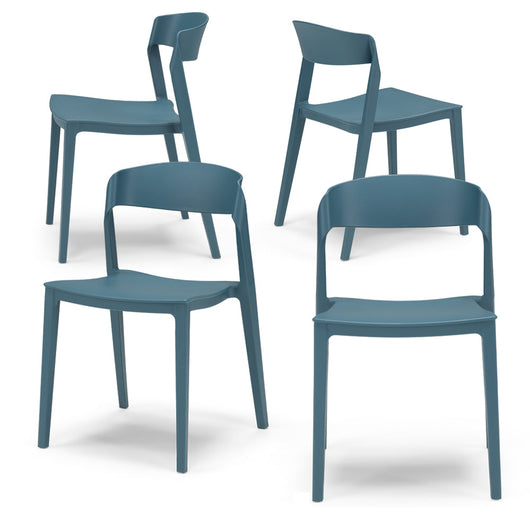 Set 4 Sedie in polipropilene PAOLA, impilabile, idrorepellente, resistenza raggi UV, design moderno, ideale per sala da pranzo, cucina, sala d’attesa, bar, ristoranti, giardino, colore Petrolio