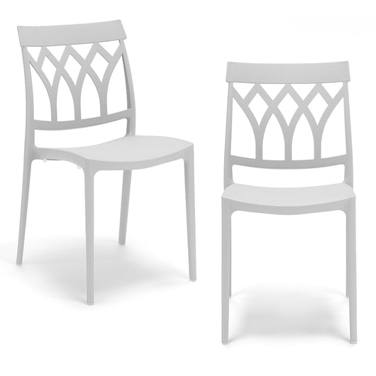 Set 2 sedie in polipropilene QUEEN, 100% MADE IN ITALY, impilabile, resistente ai raggi UV, design moderno, ideale per sala da pranzo, cucina, bar, ristoranti o giardino, colore Bianco