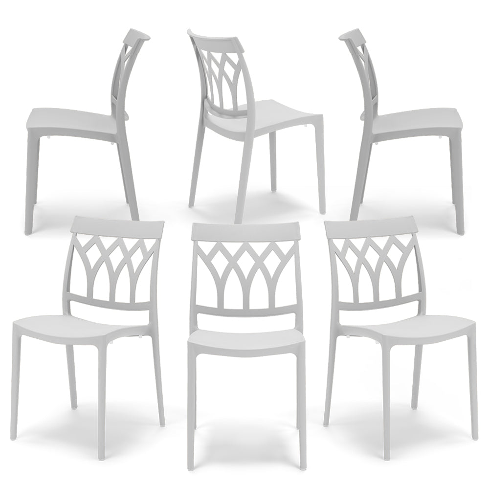 Set 6 sedie in polipropilene QUEEN, 100% MADE IN ITALY, impilabile, resistente ai raggi UV, design moderno, ideale per sala da pranzo, cucina, bar, ristoranti o giardino, colore Bianco