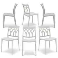 Set 6 sedie in polipropilene QUEEN, 100% MADE IN ITALY, impilabile, resistente ai raggi UV, design moderno, ideale per sala da pranzo, cucina, bar, ristoranti o giardino, colore Bianco
