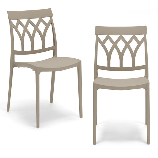 Set 2 sedie in polipropilene QUEEN, 100% MADE IN ITALY, impilabile, resistente ai raggi UV, design moderno, ideale per sala da pranzo, cucina, bar, ristoranti o giardino, colore Corda