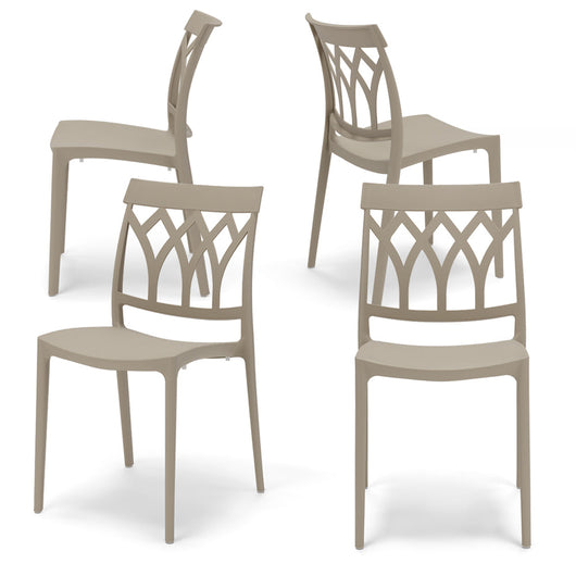 Set 4 sedie in polipropilene QUEEN, 100% MADE IN ITALY, impilabile, resistente ai raggi UV, design moderno, ideale per sala da pranzo, cucina, bar, ristoranti o giardino, colore Corda