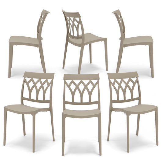 Set 6 sedie in polipropilene QUEEN, 100% MADE IN ITALY, impilabile, resistente ai raggi UV, design moderno, ideale per sala da pranzo, cucina, bar, ristoranti o giardino, colore Corda