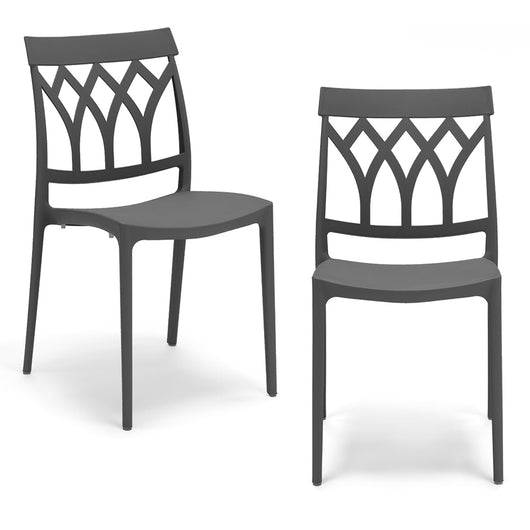 Set 2 sedie in polipropilene QUEEN, 100% MADE IN ITALY, impilabile, resistente ai raggi UV, design moderno, ideale per sala da pranzo, cucina, bar, ristoranti o giardino, colore Grigio