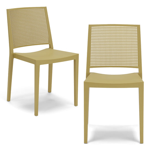 Set 2 Sedie in polipropilene PORTO, impilabile, resistenza raggi UV, design moderno, ideale per sala da pranzo, cucina, bar, ristoranti o giardino, colore Senape
