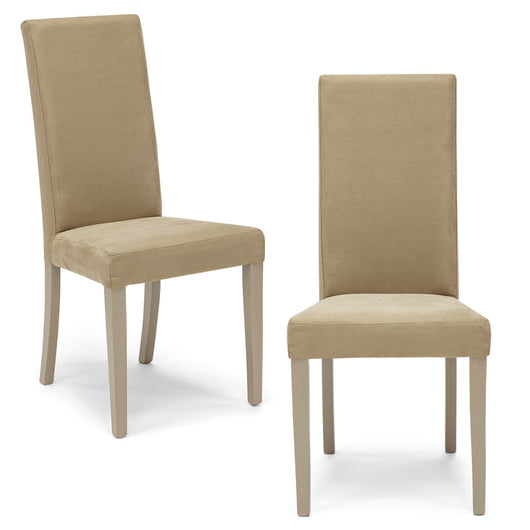 Set 2 sedie imbottite per sala da pranzo EDI NEW, 100% MADE IN ITALY, design moderno, rivestimento in tessuto idrorepellente effetto camoscio colore Camel Vintage, gambe in legno in tinta