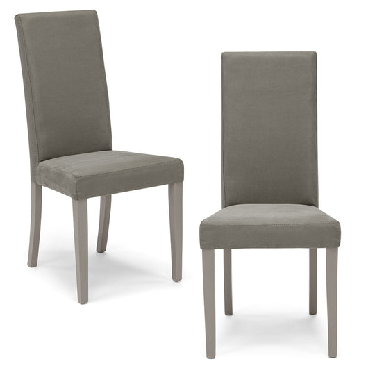 Set 2 sedie imbottite per sala da pranzo EDI NEW, 100% MADE IN ITALY, design moderno, rivestimento in tessuto idrorepellente effetto camoscio colore Grigio, gambe in legno in tinta