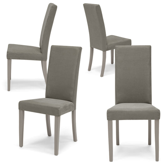 Set 4 sedie imbottite per sala da pranzo EDI NEW, 100% MADE IN ITALY, design moderno, rivestimento in tessuto idrorepellente effetto camoscio colore Grigio, gambe in legno in tinta