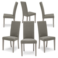 Set 6 sedie imbottite per sala da pranzo EDI NEW, 100% MADE IN ITALY, design moderno, rivestimento in tessuto idrorepellente effetto camoscio colore Grigio, gambe in legno in tinta