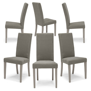 Set 6 sedie imbottite per sala da pranzo EDI NEW, 100% MADE IN ITALY, design moderno, rivestimento in tessuto idrorepellente effetto camoscio colore Grigio, gambe in legno in tinta