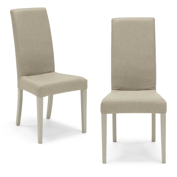 Set 2 sedie imbottite EDI per sala da pranzo, cucina, soggiorno, 100% Made in Italy, design moderno, struttura robusta in legno in tinta, schienale e seduta rivestiti con tessuto sfoderabile colore Beige