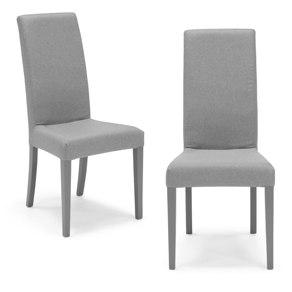 Set 2 sedie imbottite EDI per sala da pranzo, cucina, soggiorno, 100% Made in Italy, design moderno, struttura robusta in legno in tinta, schienale e seduta rivestiti con tessuto sfoderabile colore Grigio