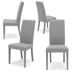 Set 4 sedie imbottite EDI per sala da pranzo, cucina, soggiorno, 100% Made in Italy, design moderno, struttura robusta in legno in tinta, schienale e seduta rivestiti con tessuto sfoderabile colore Grigio