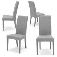 Set 4 sedie imbottite modello EDI per interni, design moderno, struttura robusta in legno in tinta, schienale e seduta rivestiti con tessuto sfoderabile, colore Grigio