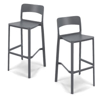 Set 2 sgabelli in polipropilene STIL altezza seduta 65cm, impilabile, idrorepellente, resistente ai raggi UV, design moderno e innovativo, ideale per la cucina, la veranda o giardino colore Grigio