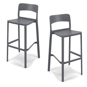 Set 2 sgabelli in polipropilene STIL altezza seduta 65cm, impilabile, idrorepellente, resistente ai raggi UV, design moderno e innovativo, ideale per la cucina, la veranda o giardino colore Grigio