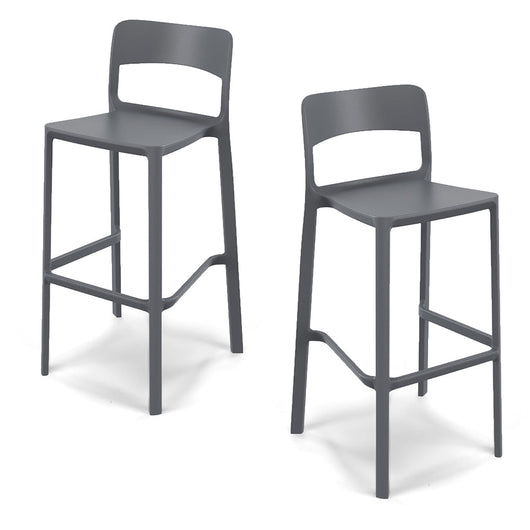 Set 2 sgabelli in polipropilene STIL altezza seduta 65cm, impilabile, idrorepellente, resistente ai raggi UV, design moderno e innovativo, ideale per la cucina, la veranda o giardino colore Grigio