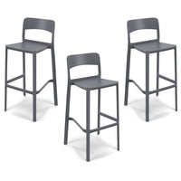 Set 3 sgabelli in polipropilene STIL altezza seduta 65cm, impilabile, idrorepellente, resistente ai raggi UV, design moderno e innovativo, ideale per la cucina, la veranda o giardino colore Grigio