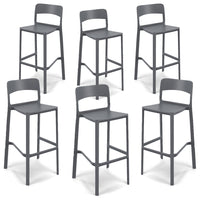 Set 6 sgabelli in polipropilene STIL altezza seduta 65cm, impilabile, idrorepellente, resistente ai raggi UV, design moderno e innovativo, ideale per la cucina, la veranda o giardino colore Grigio