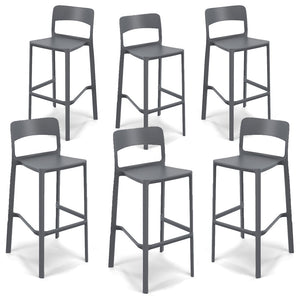 Set 6 sgabelli in polipropilene STIL altezza seduta 65cm, impilabile, idrorepellente, resistente ai raggi UV, design moderno e innovativo, ideale per la cucina, la veranda o giardino colore Grigio