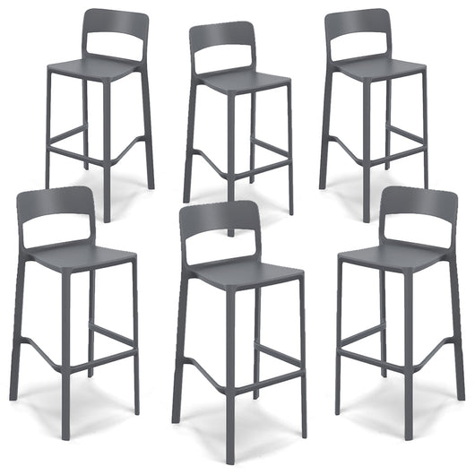Set 6 sgabelli in polipropilene STIL altezza seduta 65cm, impilabile, idrorepellente, resistente ai raggi UV, design moderno e innovativo, ideale per la cucina, la veranda o giardino colore Grigio