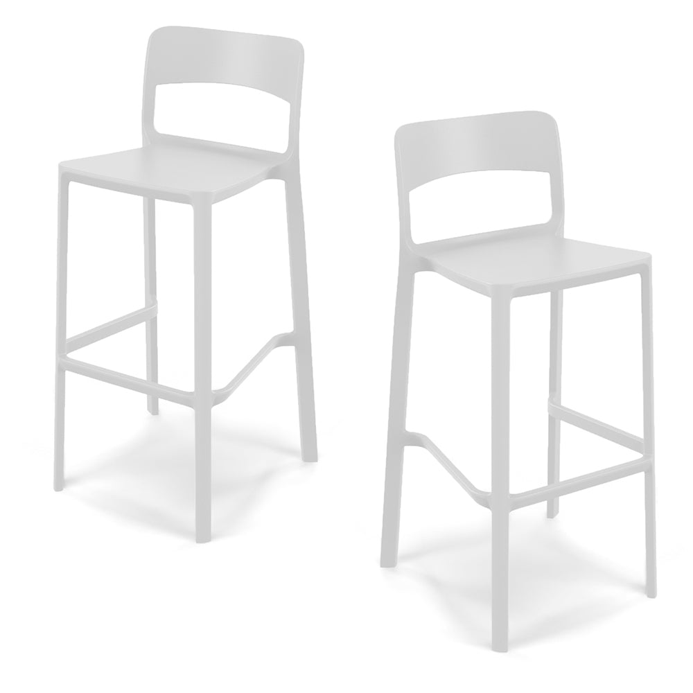 Set 2 sgabelli in polipropilene STIL altezza seduta 65cm, impilabile, idrorepellente, resistente ai raggi UV, design moderno e innovativo, ideale per la cucina, la veranda o giardino colore Ghisa