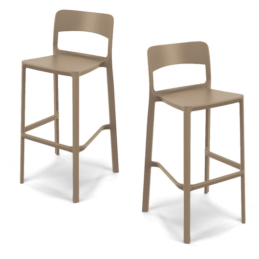Set 2 sgabelli in polipropilene STIL altezza seduta 65cm, impilabile, idrorepellente, resistente ai raggi UV, design moderno e innovativo, ideale per la cucina, la veranda o giardino colore Tortora
