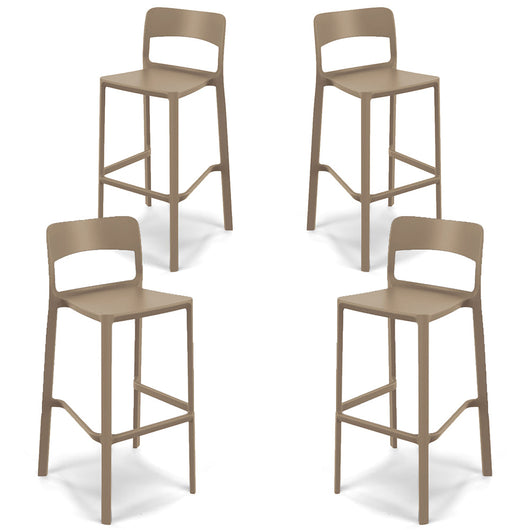Set 4 sgabelli in polipropilene STIL altezza seduta 65cm, impilabile, idrorepellente, resistente ai raggi UV, design moderno e innovativo, ideale per la cucina, la veranda o giardino colore Tortora