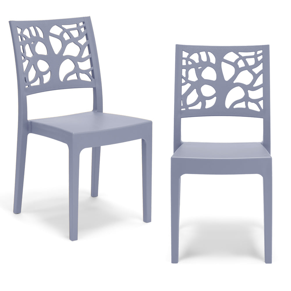 Set 2 sedie in polipropilene TETI, impilabile, resistente ai raggi UV, design moderno, ideale per sala da pranzo, cucina, sala d’attesa, bar, ristoranti o giardino, colore Avio