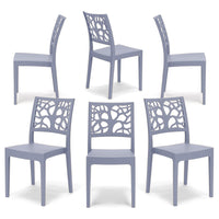 Set 6 sedie in polipropilene TETI, impilabile, resistente ai raggi UV, design moderno, ideale per sala da pranzo, cucina, sala d’attesa, bar, ristoranti o giardino, colore Avio