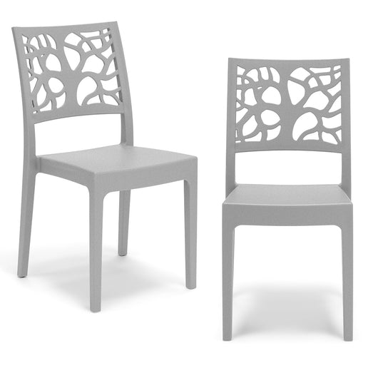 Set 2 sedie in polipropilene TETI, impilabile, resistente ai raggi UV, design moderno, ideale per sala da pranzo, cucina, sala d’attesa, bar, ristoranti o giardino, colore Cemento