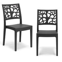 Set 2 sedie in polipropilene TETI, impilabile, resistente ai raggi UV, design moderno, ideale per sala da pranzo, cucina, sala d’attesa, bar, ristoranti o giardino, colore Ghisa