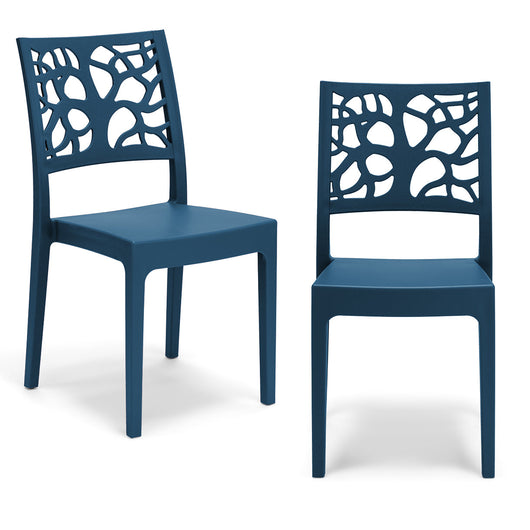 Set 2 sedie in polipropilene TETI, impilabile, resistente ai raggi UV, design moderno, ideale per sala da pranzo, cucina, sala d’attesa, bar, ristoranti o giardino, colore Petrolio