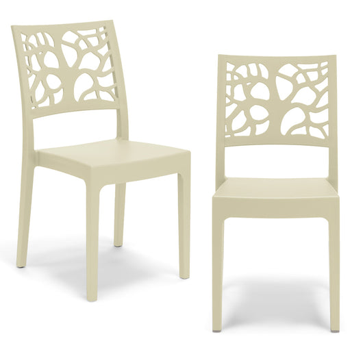 Set 2 sedie in polipropilene TETI, impilabile, resistente ai raggi UV, design moderno, ideale per sala da pranzo, cucina, sala d’attesa, bar, ristoranti o giardino, colore Sabbia