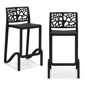 Set 2 sgabelli in polipropilene TETI altezza seduta 75cm, impilabile, idrorepellente, resistente ai raggi UV, design moderno e innovativo, ideale per la cucina, la veranda o giardino colore Ghisa