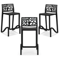 Set 3 sgabelli in polipropilene TETI altezza seduta 65cm, impilabile, idrorepellente, resistente ai raggi UV, design moderno e innovativo, ideale per la cucina, la veranda o giardino colore Ghisa