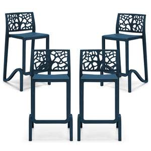 Set 4 sgabelli in polipropilene TETI altezza seduta 75cm, impilabile, idrorepellente, resistente ai raggi UV, design moderno e innovativo, ideale per la cucina, la veranda o giardino colore Petrolio