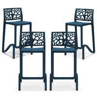 Set 4 sgabelli in polipropilene TETI altezza seduta 65cm, impilabile, idrorepellente, resistente ai raggi UV, design moderno e innovativo, ideale per la cucina, la veranda o giardino colore Petrolio