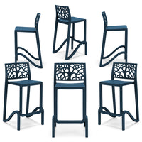 Set 6 sgabelli in polipropilene TETI altezza seduta 75cm, impilabile, idrorepellente, resistente ai raggi UV, design moderno e innovativo, ideale per la cucina, la veranda o giardino colore Petrolio