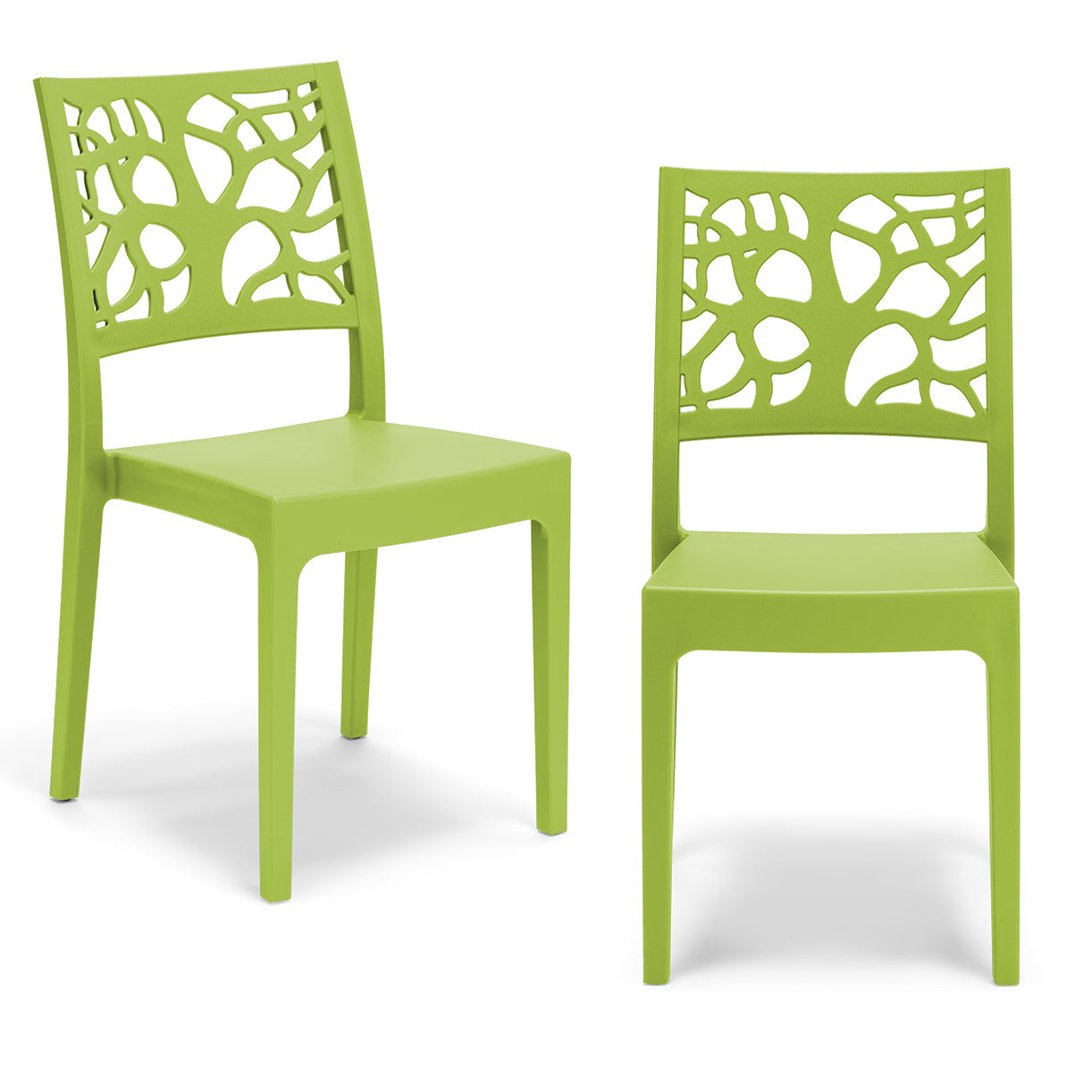 Set 2 sedie in polipropilene TETI, impilabile, resistente ai raggi UV, design moderno, ideale per sala da pranzo, cucina, sala d’attesa, bar, ristoranti o giardino, colore Verde Lime