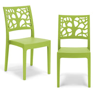 Set 2 sedie in polipropilene TETI, impilabile, resistente ai raggi UV, design moderno, ideale per sala da pranzo, cucina, sala d’attesa, bar, ristoranti o giardino, colore Verde Lime